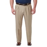 Haggar Men's Premium Comfort Classic Fit Pleat Front Pant Reg. and Big & Tall Sizes Dress, Medium Khaki Bt, 48W x 32L