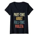 Womens VIOLETA Personalized Retro Girls Part-Time VIOLETA Name V-Neck T-Shirt