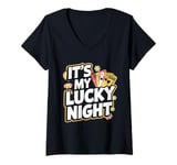 Womens It's My Lucky Night Funny Casino Gambling V-Neck T-Shirt