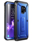 SUPCASE Unicorn Beetle Pro Full Body Rugged Holster Case with Built-in Screen Protector for Samsung Galaxy S9 (2018), Dark Blue