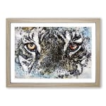 Big Box Art Eye of The Tiger in Abstract Framed Wall Art Picture Print Ready to Hang, Oak A2 (62 x 45 cm)