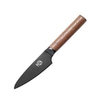 MITSUMOTO SAKARI Professional Japanese Kitchen Paring Knife, Black Titanium Coated Small Chef Knife, 4.5 inch German Premium Alloy Steel Petty Fruit Knife (Walnut Handle)