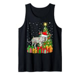 Tiger Xmas Tree Lighting Santa Hat White Tiger Christmas Tank Top