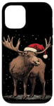 iPhone 12/12 Pro Christmas Magic Moose in Santa Hat Costume for Cozy Xmas Case