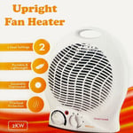 2KW UPRIGHT FAN HEATER White Portable Adjustable Electric Hot Cool Air BlowG6198