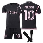 Säsongen 2023-2024 Inter Miami Vuxen Barn Messi #10 Football Kit Strip Jersey träningsoverall T-shirt Shorts away game 22