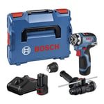 Perceuse-visseuse Bosch Professional gsr 12V-35 fc + embouts + 2 Batteries 12V 3,0 Ah + 1 Chargeur, Lboxx - 06019H3009