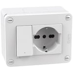 BTICINO IDROGO Solutions d'installation Blanc S28403W2F Boîte IP40 3 modules - avec Interrupteur + Prise STD Allemagne