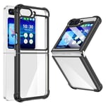 WATACHE Coque pour Samsung Galaxy Z Flip 6, Coque Z Flip 6 Transparente Fine et résistante aux Chocs avec charnière en TPU Souple Flip 6(Noire)