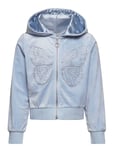 Velour Hoodie With Rhinest S Tops Sweat-shirts & Hoodies Hoodies Blue Lindex