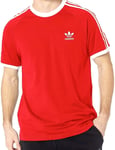 New Mens Adidas Originals 3 Stripe FM3770 T Shirt Red Size S