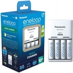 Panasonic Eneloop BQ-CC51-oplader + 4 stk. 2000 mAh AA-genopladelige batterier