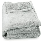 aqua-textil Couverture Moelleuse 150 x 200 cm Gris Blanc mélangé Peluche Couverture TV Couvre-lit Sherpa Fleece Oeko-TEX Ottawa