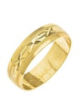 Love GOLD 9ct Yellow Gold Diamond Cut 6mm Wedding Band With Message 'Sealed With A Kiss', One Colour, Size Y, Women