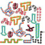 18-pack Wacky Tracks Snap And Click Fidget Toys Finger Sensory Toys, 24 länkar Snake Puzzles för stressavlastning, festpåsefyllmedel, festtillbehör-yvan