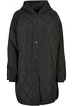 Urban Classics Women's Oversized Diamond Quilted Hooded Coat, Black, XL