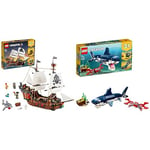 LEGO 31109 Creator Bateau Pirate 3en1: Jouet de Construction d'Aventure & 31088 Creator 3-en-1 Les Créatures sous-Marines, Requin, Calamar, Crabe Ou Baudroie, Figurines Animaux Marins