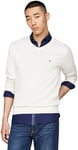 Tommy Hilfiger Men’s V-Neck Essential Cotton Jumper, White (Ivory), XL