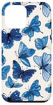 iPhone 12 Pro Max Blue Butterflies White Background Case