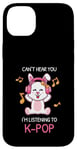 Coque pour iPhone 14 Plus Cadeau Kpop Bunny avec inscription « Can't Hear You I'm Listening To K-pop »