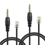 Lot de 2 câbles audio RJ9 vers jack 3,5 mm, 83 cm, pour téléphone Cisco, casque, ordinateur personnel, smartphone