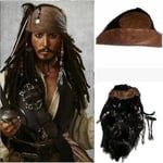 Halloween Peruk för Vuxna Män Piratkapten Jack Sparrow Hatt Piraterna från Karibien Cosplay Tillbehör