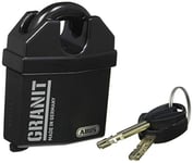 ABUS Granit padlock 37/60 for outdoor use - made of hardened special steel - key with LED light - with ABUS-Plus disc cylinder - ABUS security level 10 - black