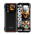 DOOGEE Blade10 Max Rugged Smartphone, 10300mAh, 20GB+256GB/2TB, 1.54" Back Display & 6.56" 90Hz Screen, Android 14 Rugged Phone, 50MP Camera, 3 Card Slots SIM Free Unlocked/NFC/OTG/IP69K - Black