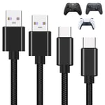 2 Pack 10ft Charger Cable for Xbox Series X/Series S Controller, Nylon Braided High Speed Sync USB Type C Fast Charging Cord for Sony PS5 Dual Sense Controllers/Nintendo Switch Pro Controller