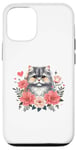 Coque pour iPhone 12/12 Pro Roses Flowers British Longhair Cat Highland Straight