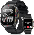 Montre Connectée Homme Avec Appels Bluetooth 1,96'' Smartwatch Militaire Avec 100+ Modes Sportifs Moniteur Fréquence Cardiaque Tensiomètre Étanche Montre Intelligente Pour Android Ios (Noir)[Q753]