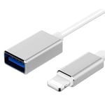 Lightning til USB-A hun kabel - OTG adapter - Hvid - 18 cm