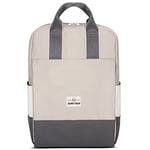 Johnny Urban Sac à dos Femme Beige Gris - Jona Large - Sac pour Voyage, Travail, Velo - Sacoche Collège - Compartiment pour Ordinateur Portable - 16 Pouces - Hydrofuge