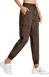 Libin Pantalon de Randonnée Femme Été Jogging Cargo Léger Séchage Rapide Imperméable Montagne Pantalon pour Casual Extérieur Travail, Marron M