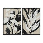 Home ESPRIT Tableau Blanc Noir Beige Feuille de Plante Urbaine 63 x 4,3 x 93 cm (2 unités)