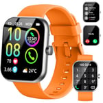 Smart Watch for Women Men Answer/Make Calls, 1.96" Fitness Watch with Heart Rate Sleep Monitor, Step Counter, 113+ Sports Fitness Activity Trackers IP68 Waterproof Smartwatches for Android IOS Orange