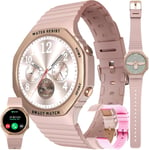 Montre Connectée Femme Avec Appels Bluetooth, 1,32"" Smartwatch Avec 123 Modes Sportifs/Lecteur De Musique/Fréquence Cardiaque/Fonction Féminine/Sommeil/ Spo2 Smart Watch Pour Android Ios (Or)