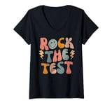 Womens Rock The Test Day Exam Teacher Testing School Student V-Neck T-Shirt