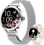 Smart Watch For Women Answer/Make Calls,1.1"" Touch Screen Smart Watches With Heart Rate Spo2 Sleep Monitor,110+ Sports,Fitness Tracker,Ip68 Waterproof Ladies Smartwatch For Ios Android Silver