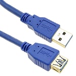 BeMatik - Câble rallonge USB 3.0 3 m Type-A Mâle à Femelle bleu