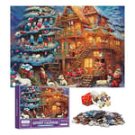 Calendrier de l'Avent 2024 Puzzle Adulte Enfant Cadeau de Noël, Calendriers de Noël, 24 Boîtes de Puzzles pour Compte à Rebours Jusqu'à Noël, Violet