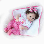 Reborn Baby Dolls Soft Silicone Vinyle 22 '56cm Réaliste Bébé Poupée Jouet De Bain Pinky Fait À La Main en Fibre Bouclée Cheveux Réaliste Reborn Bébés Filles De Compagnonnage,