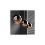 Suspension 3 lampes avec abat-jour globe cuivre - amp