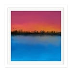 Artery8 The Distant Marshes At Dusk Painting Square Wooden Framed Wall Art Print Picture 16X16 Inch