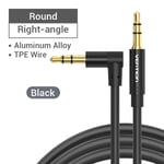 Vention Jack 3,5 mm câble auxiliaire mâle vers mâle 3,5 mm câble audio Jack pour JBL Xiaomi Oneplus casque haut-parleur câble voiture cordon auxiliaire 5 m, noir BAKB-T- 5 m