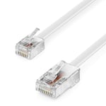 3,0m Câble Téléphonique RJ11 vers RJ45 Câble Modulaire Câble Plat Prise RJ11 vers Prise Réseau RJ45 Prise Téléphonique Modem Routeur Fax ISDN DSL VDSL Internet Blanc