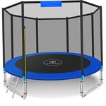 KESSER® Trampoline | Certifié TÜV SÜD GS | Ensemble Complet avec Filet de sécurité, échelle, Couverture de Cadre et Accessoires | Trampoline pour Enfants Trampoline de Jardin, 150 kg, Bleu, 305 cm