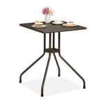 Relaxdays Table de Jardin carrée, HxLxP : 75 x 61 x 61 cm, Aspect Bois, Balcon, terrasse, Plastique et Acier, Marron