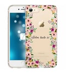 Coque Iphone 7 8 Fleur 14 personnalisee rose transparent