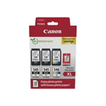 Canon PG-545 XL/CL-546XL Photo Value Pack - 3-pack - svart, färg (cyan, magenta, gul) - original - bläckpatron/papperssats